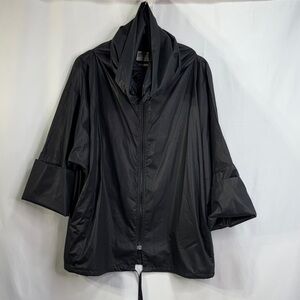 🕶️ vintage, 80s black funnel neck, polished cotton, blend windbreaker Jacket: